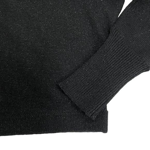 BCBG MAXAZRIA Batwing V-neck Sweater Black metallic Knit Size S NEW - Picture 5 of 11